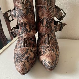 Freebird Faux snake skin ankle booties
